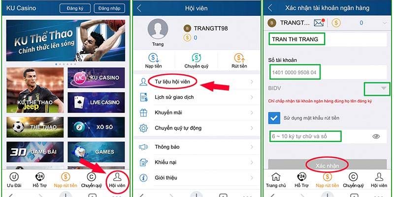 Hoàn tất thông tin cá nhân theo yêu cầu đăng ký Kubet